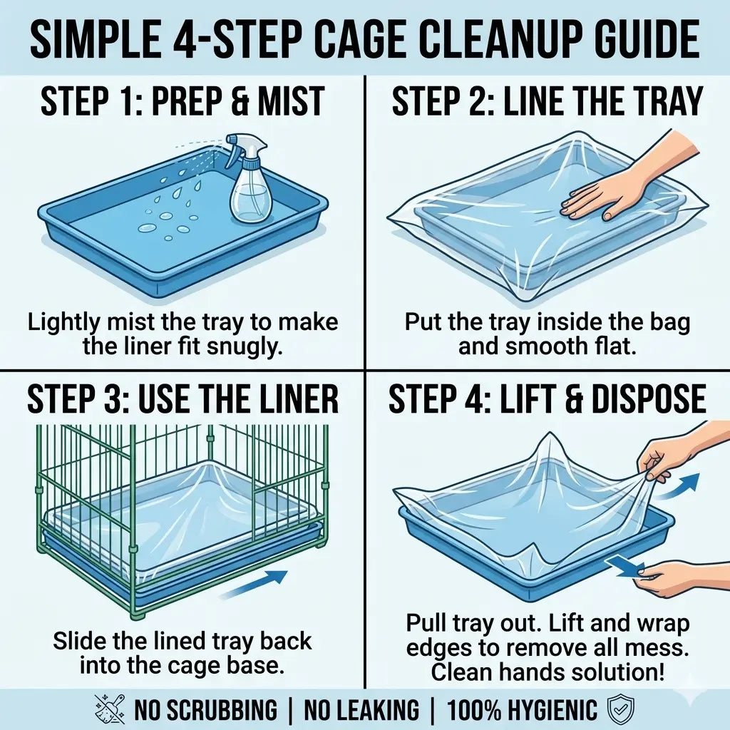 100-Pack Disposable Bird Cage Liner Bags – Thickened, Leak-Proof & Easy to Replace