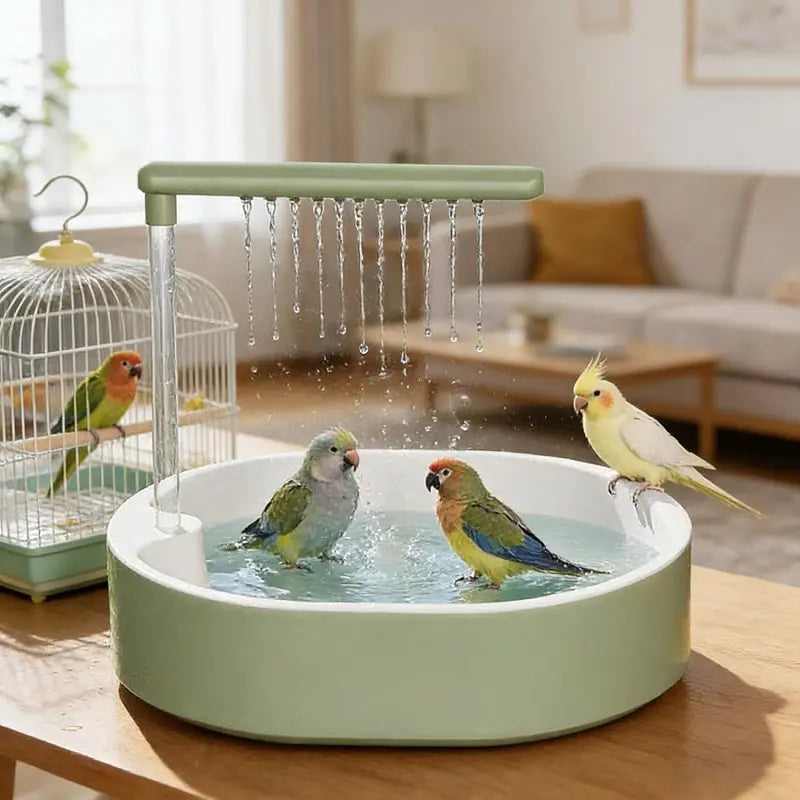 Parakeet Bird Bath Box, Auto Shower for Small-Medium Parrots/Budgies with Water Circulate Function
