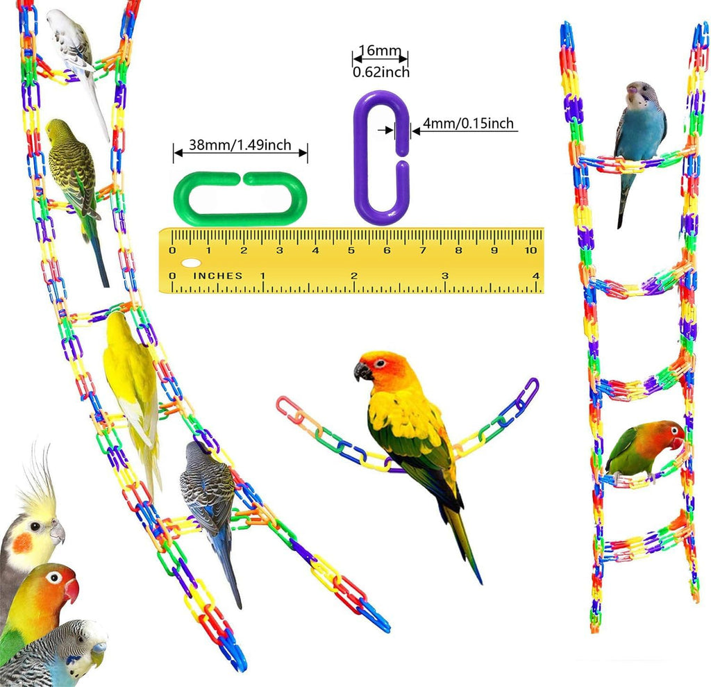 200-Piece Rainbow C-Link Bird Toy Set – Non-Toxic Plastic Chain Links for Budgies, Parakeets & Small Pets