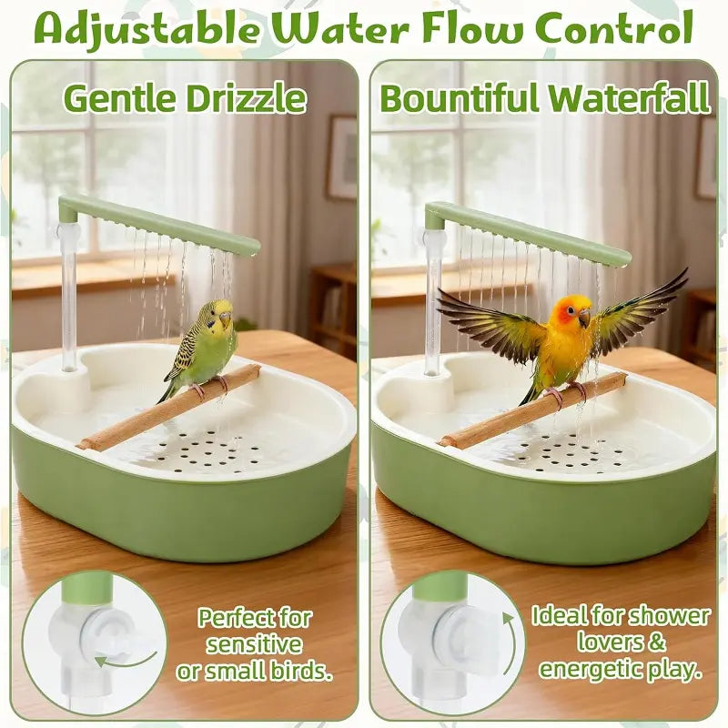 Parakeet Bird Bath Box, Auto Shower for Small-Medium Parrots/Budgies with Water Circulate Function