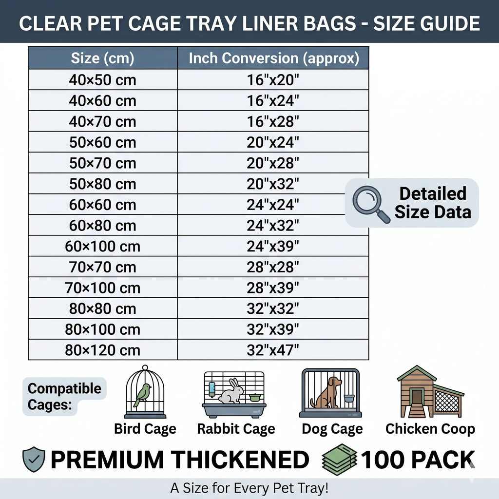 100-Pack Disposable Bird Cage Liner Bags – Thickened, Leak-Proof & Easy to Replace