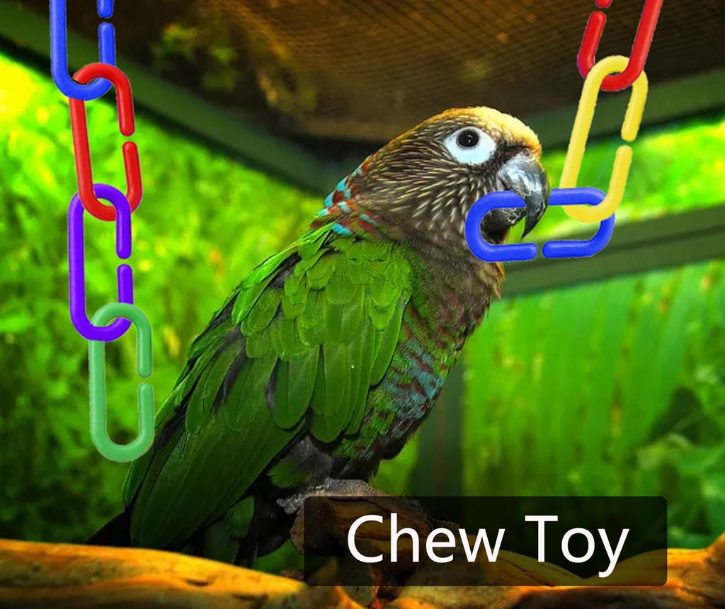200-Piece Rainbow C-Link Bird Toy Set – Non-Toxic Plastic Chain Links for Budgies, Parakeets & Small Pets