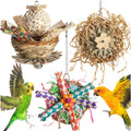 3-Piece Bird Chew & Shredding Toy Set – Natural Hanging Toys for Budgies & Small Parrots