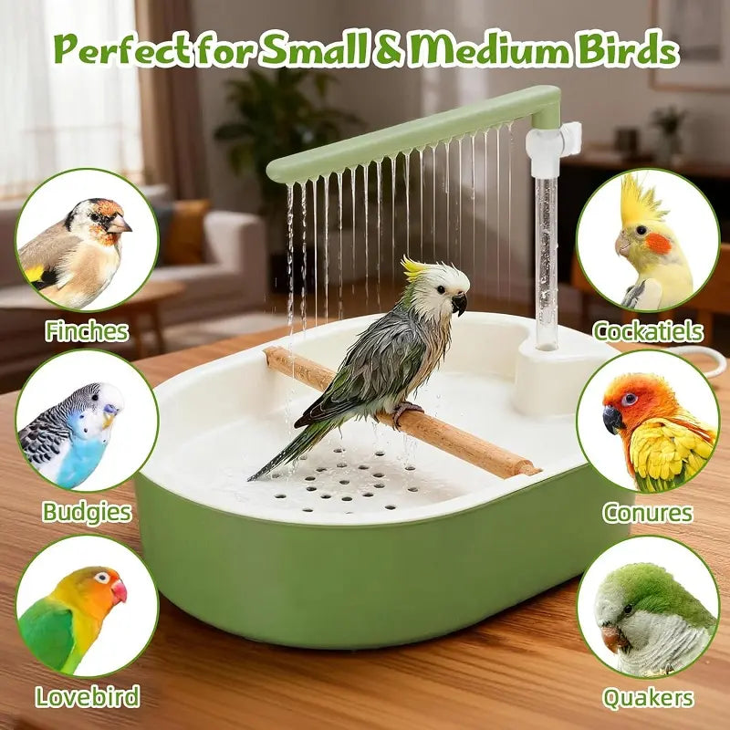 Parakeet Bird Bath Box, Auto Shower for Small-Medium Parrots/Budgies with Water Circulate Function