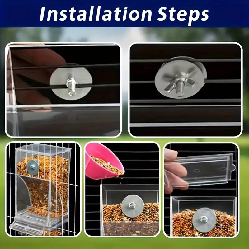 No-Mess Anti-Spill Bird Seed Feeder – 7-Day Capacity Feeder for Budgies, Cockatiels & Small Parrots
