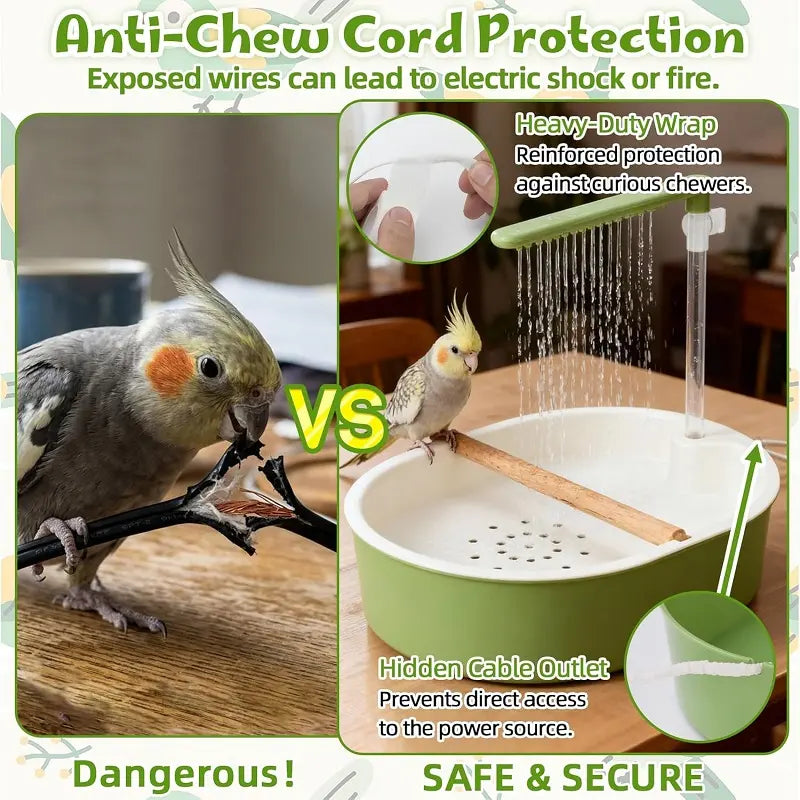 Parakeet Bird Bath Box, Auto Shower for Small-Medium Parrots/Budgies with Water Circulate Function