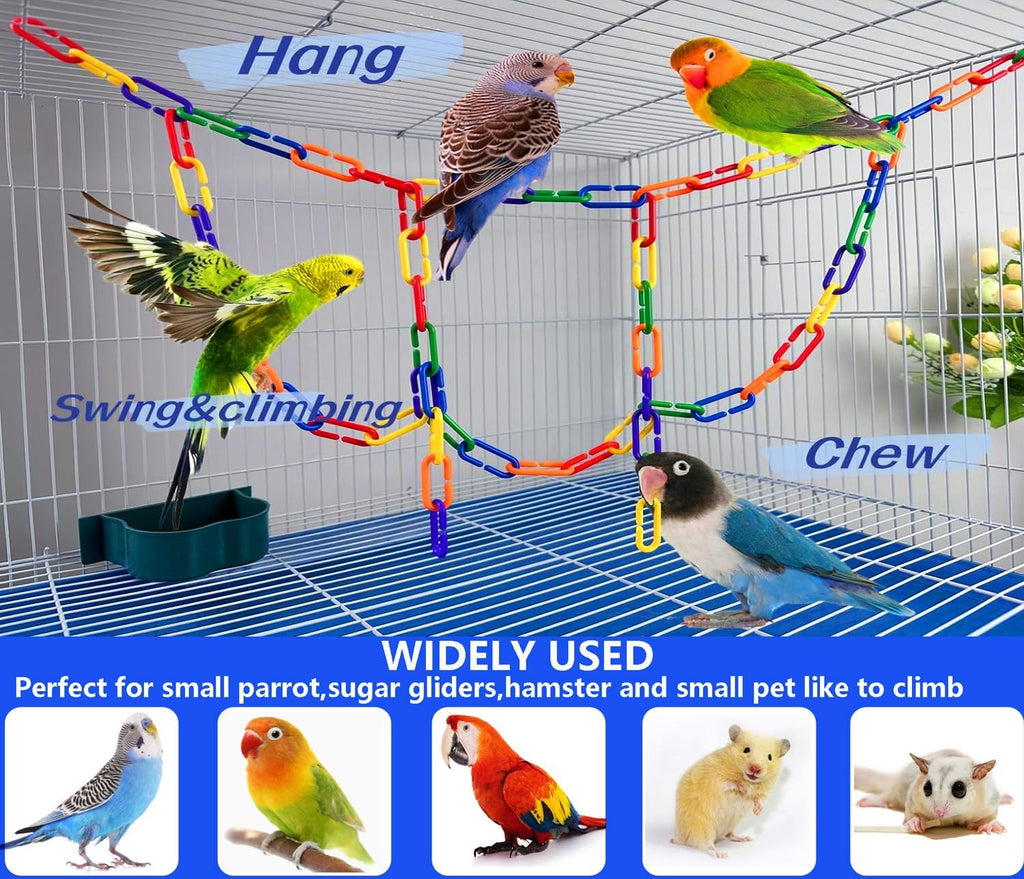 200-Piece Rainbow C-Link Bird Toy Set – Non-Toxic Plastic Chain Links for Budgies, Parakeets & Small Pets