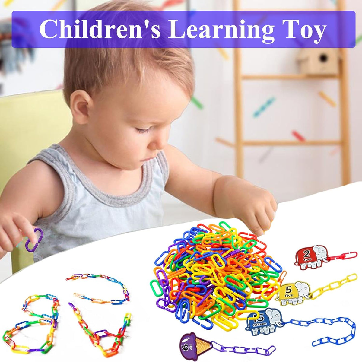 200-Piece Rainbow C-Link Bird Toy Set – Non-Toxic Plastic Chain Links for Budgies, Parakeets & Small Pets