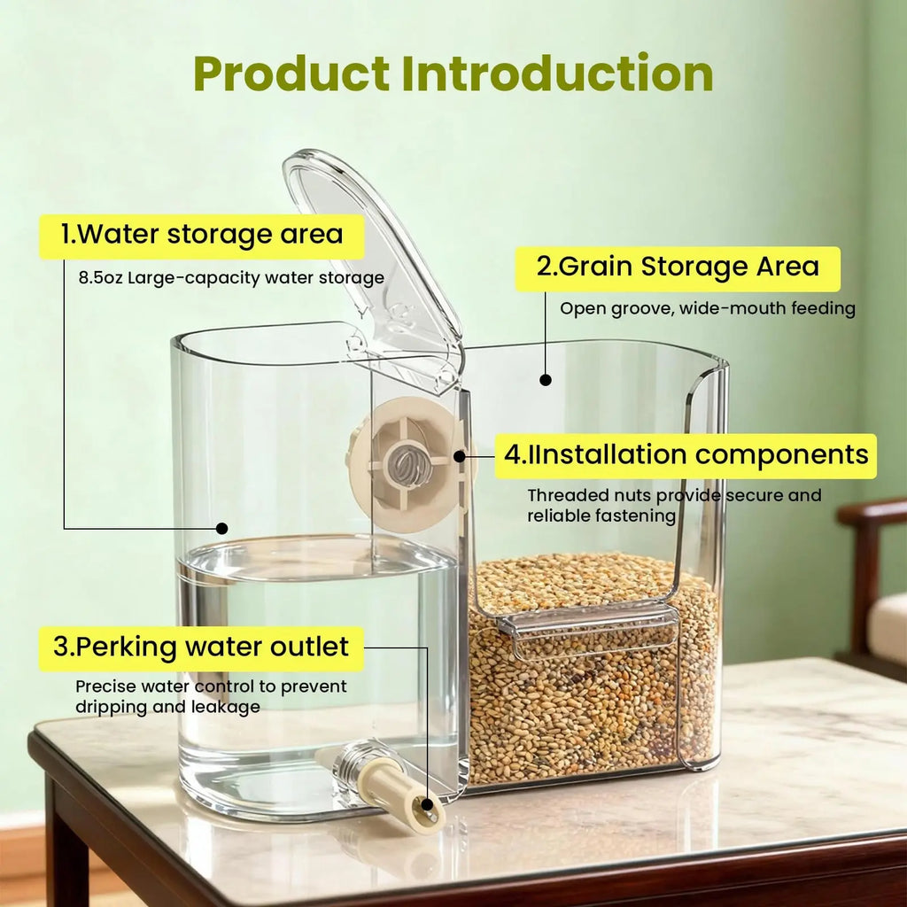 2-in-1 Bird Feeder & Water Dispenser – Automatic Food & Water Station for Small Birds