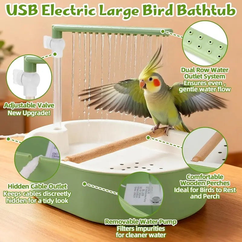 Parakeet Bird Bath Box, Auto Shower for Small-Medium Parrots/Budgies with Water Circulate Function