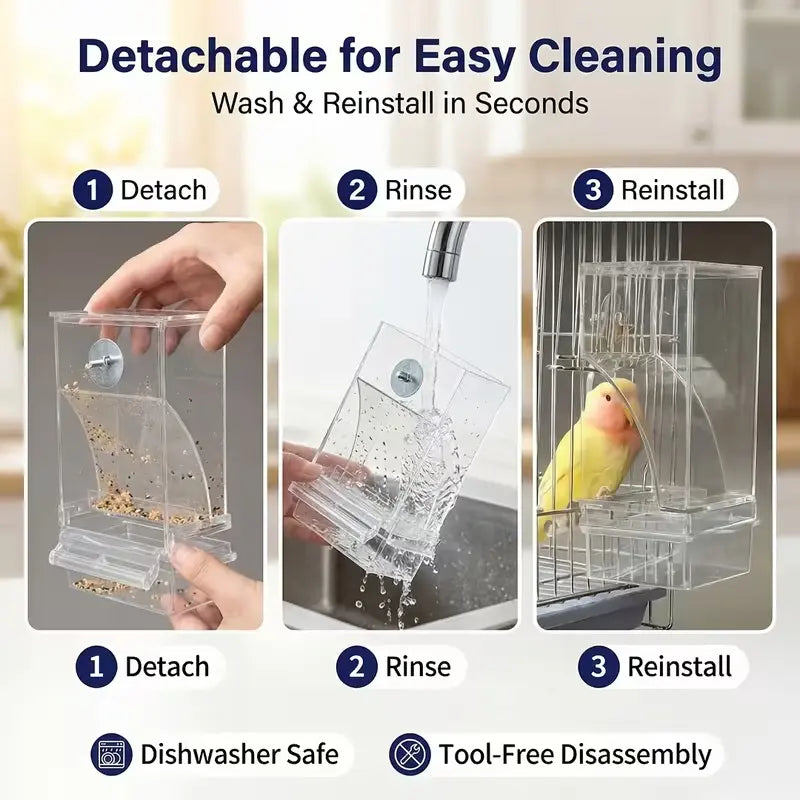 No-Mess Anti-Spill Bird Seed Feeder – 7-Day Capacity Feeder for Budgies, Cockatiels & Small Parrots