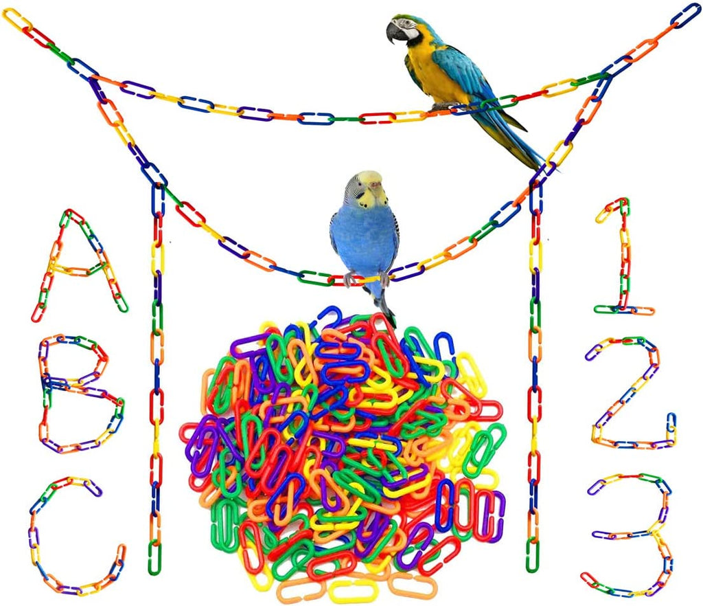 200-Piece Rainbow C-Link Bird Toy Set – Non-Toxic Plastic Chain Links for Budgies, Parakeets & Small Pets